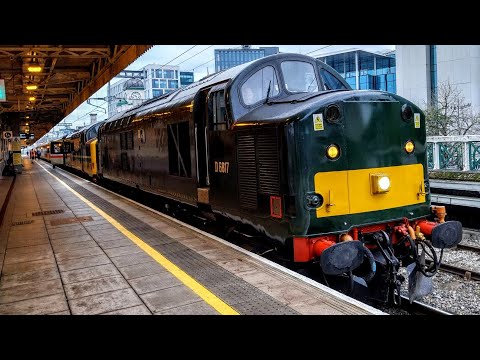 37409+D6817 (37521) TnT passing Pontyclun and departing Cardiff Central as D6817 (37521)+37409 DH