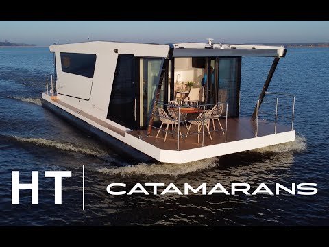 Hausboot - HT Catamarans - NEUES MODELL Oase 410 - Produktion und Verkauf von Häusern auf dem Wasser