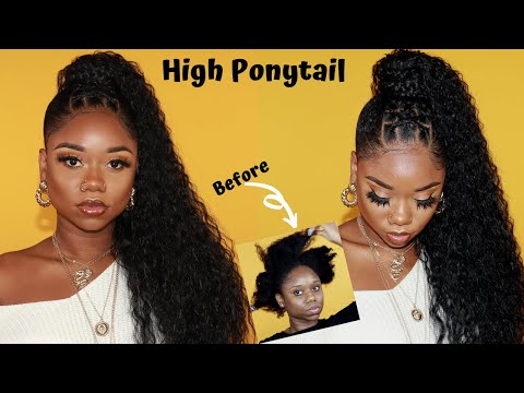 HIGH PONYTAIL On 4C Natural Hair | Rubber Band Criss...