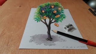 How I Draw a 3D Mango Tree, Trick Art by Vamos