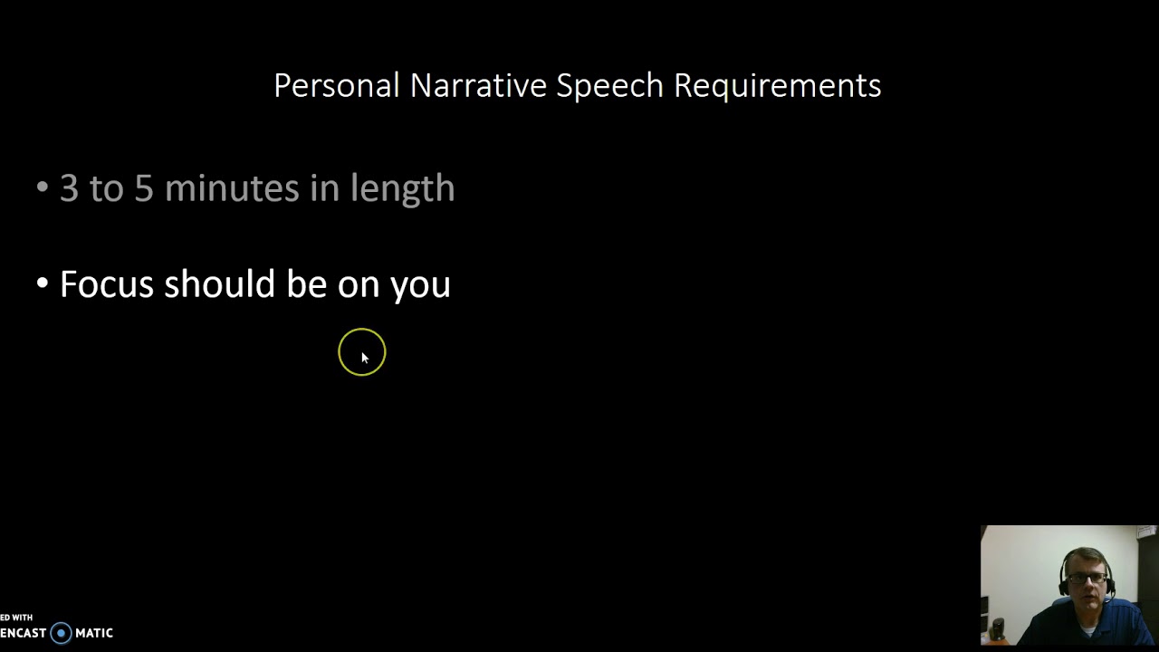 Personal Narrative Speech Requirments