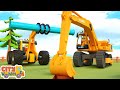 Construction Vehicles Build Swimming Pool Excavator Dump Truck And Water Tank Truck For Kids