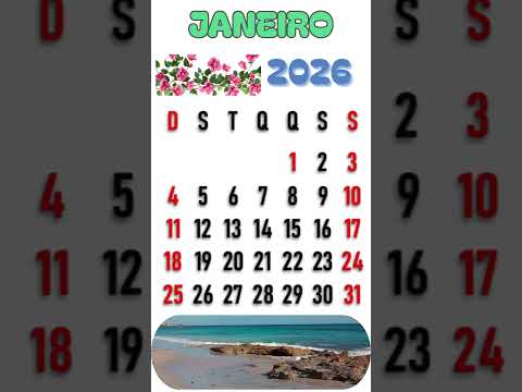 Vídeo: Calendário Janeiro 2026: datas e feriados do mês
