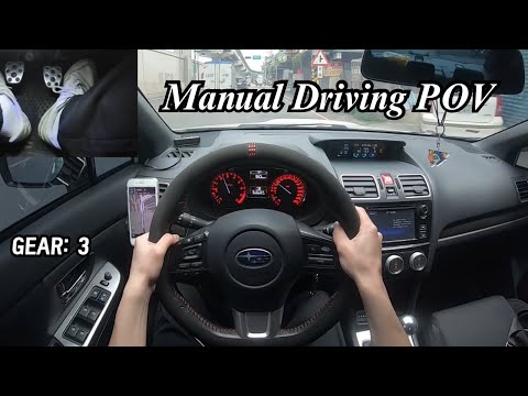 Manual Car Driving In City - POV with Pedal Cam - WRX