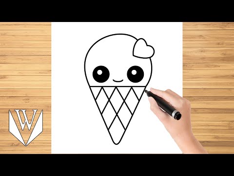 How to draw Cute Ice Cream Step by step, Easy for kids and beginners Drawing Tutorial Trick
