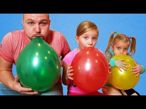 Learn colors with Balloons ! Kids and daddy have fun playtime with color song !