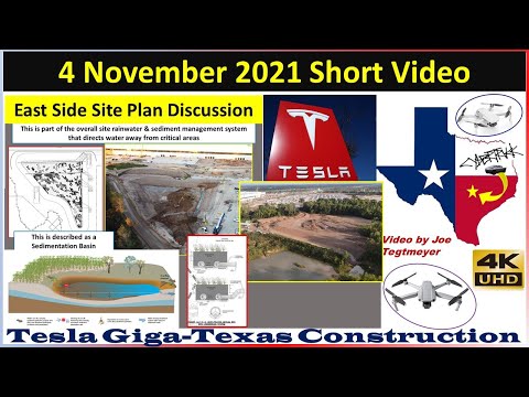 Tesla Gigafactory Texas 4 November 2021 East Side Pond Construction Discussion SHORT VIDEO (4K)