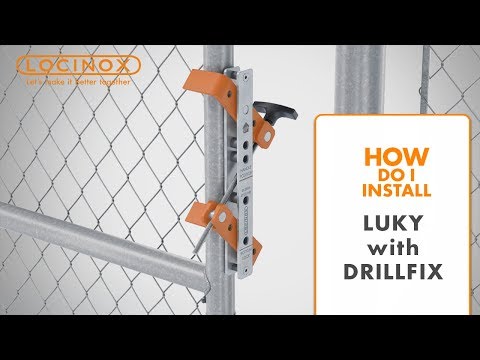 LUKY Gate Lock on Chain Link Gate with Drill-Fix Drilling Jig - Locinox Installation Video