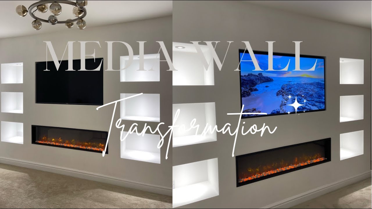 Watch video TV MEDIA WALL TRANSFORMATION | New build living room updates! Now TV MEDIA WALL TRANSFORMATION | New build living room updates!