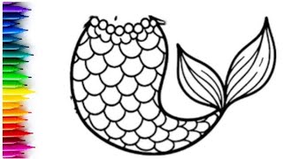 Easy Mermaid Tail Drawing | Mermaid Tail Drawing & Colouring | Mermaid Tail Art For Kids Easy |