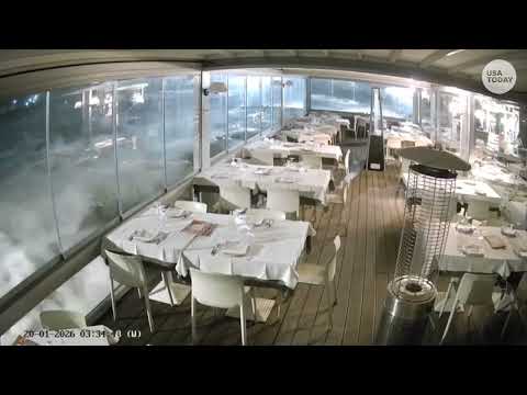 Cyclone Harry hits Italy: Storm surge crashes and floods restaurant in Sicily