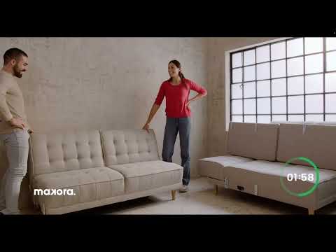 thumbnail video image 2 of Sala Modular Sofá Cama Reversible Makora Lino Modelo Chiara, 2 of 9