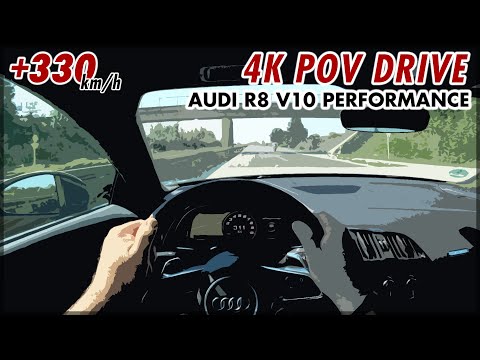 2020 Audi R8 V10 Performance (620 hp) 4K POV TEST DRIVE Onboard Top Speed Autobahn