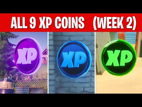 ALL XP COINS LOCATIONS WEEK 2 in Fortnite (Green, Blue, Purple)