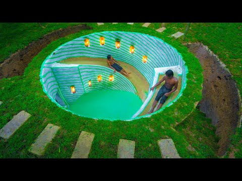 Build Water Slides into Round Underground Swimming Pool