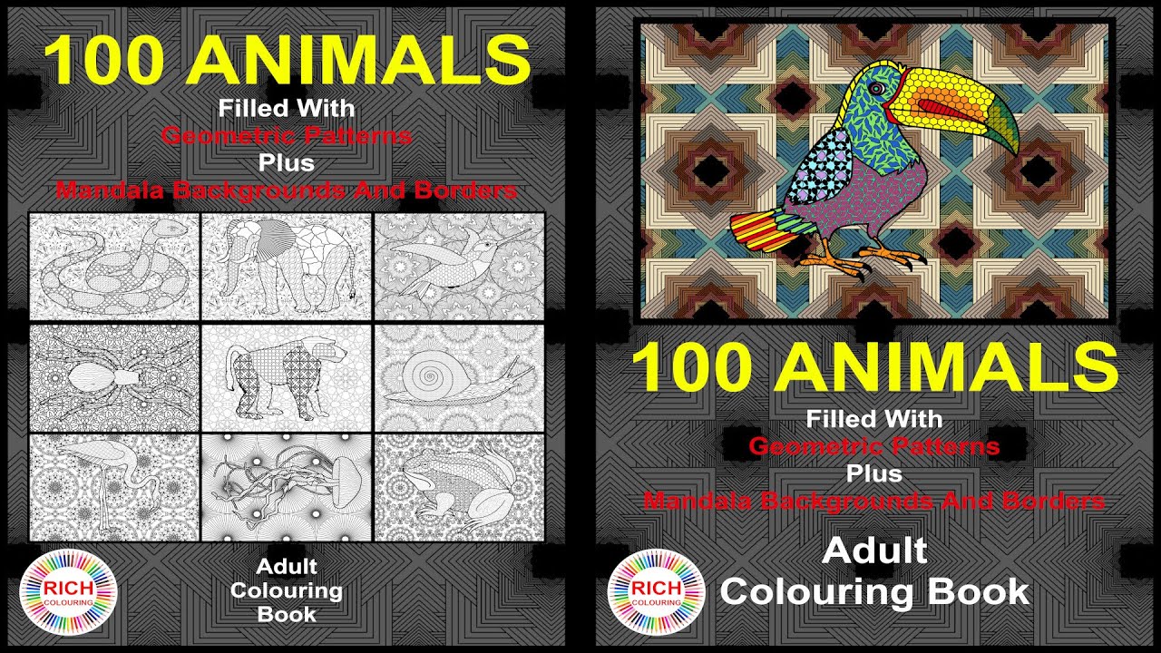 Adult Colouring Book Flip Through | 100 Animals + Mandala Background Patterns | Rich Colouring