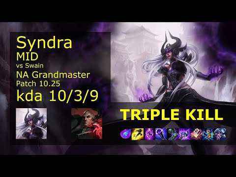 Syndra Mid vs Swain - NA Grandmaster 10/3/9 Patch 10.25 Gameplay