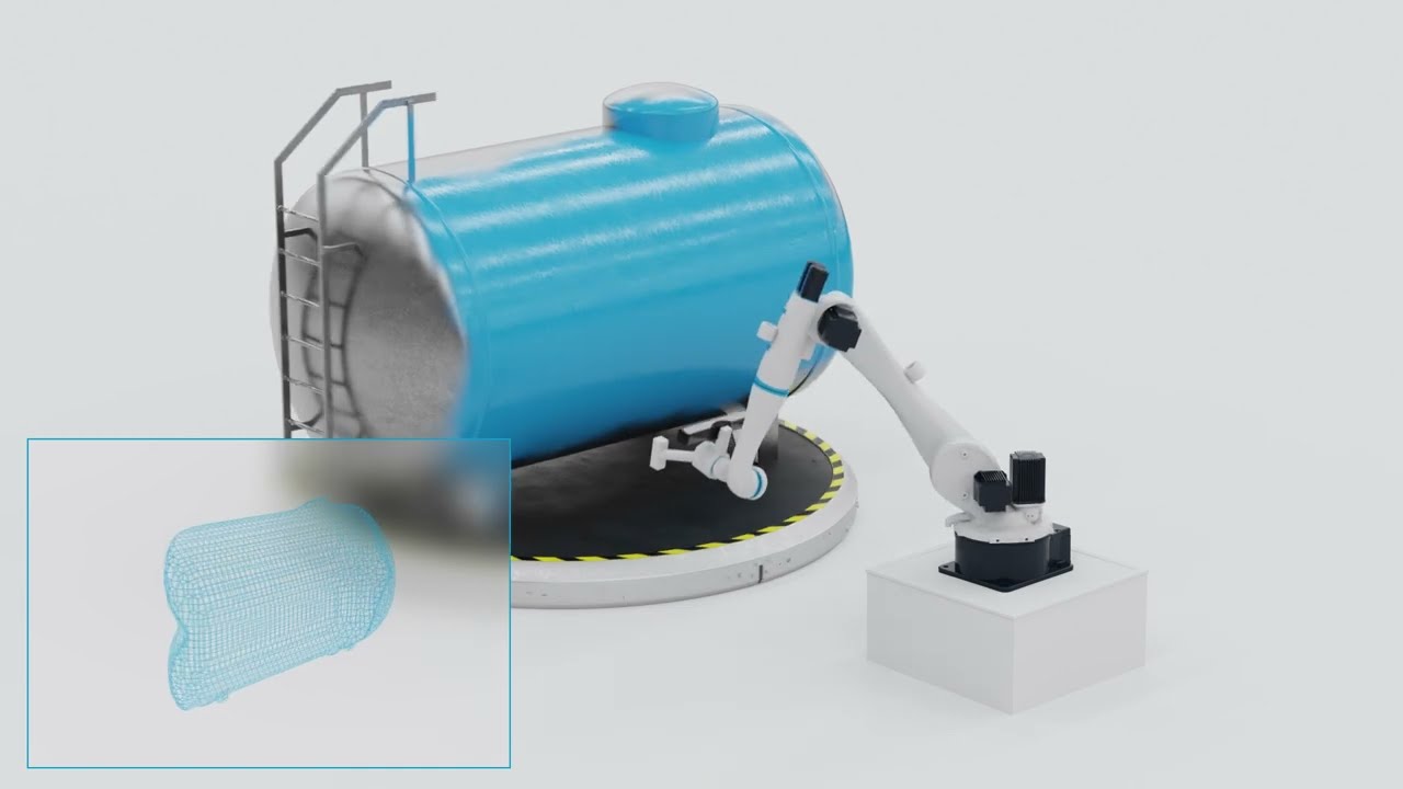 Automated sandblasting & painting of large objects in motion