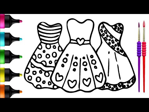 Dress-up Fun: Drawing, Painting, and Coloring a Beautiful Dress for Kids and Toddlers