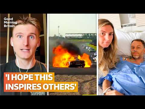 British driver says he owes his life to heroic rival who pulled him from burning car