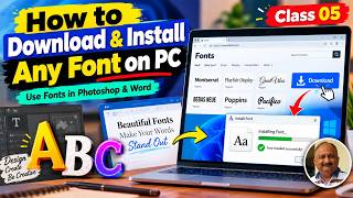 Free Website for Fonts | How to Download & Install in Windows | Photoshop Tutori