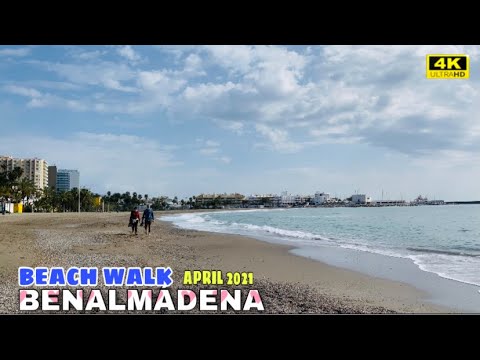 BENALMÁDENA MORNING BEACH WALK TOUR IN APRIL 2021 - Malaga, Costa Del Sol🌞 Spain [4K]