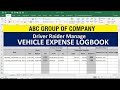 How To Make Vehicle log Book Record Maintain Sheet In  excel