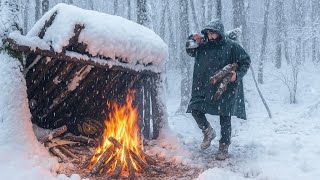 3 days solo camping in a snowstorm : no tent, no gloves, -21°C winds. Only fire and skill