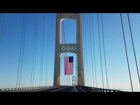 Giant American Flag on Mackinac Bridge July 4th 2017