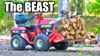 Cutting And Skidding Firewood With The Worlds Beefiest Small Lawn Tractor
