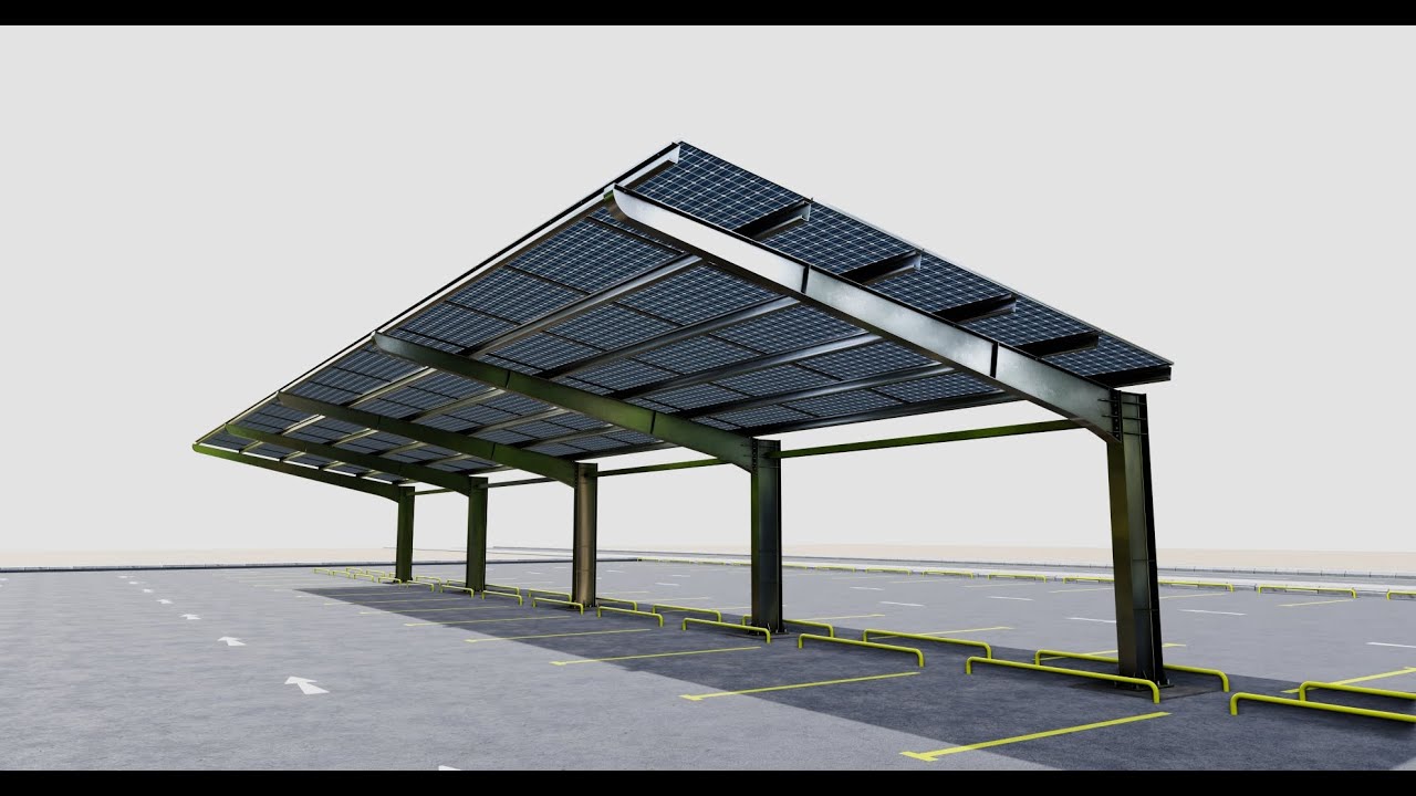 L TypeSolar Carport 3D Model
