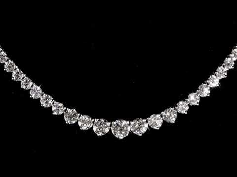 Lady's 18k White Gold 8.5ct (TDW) Diamond Riviera Necklace