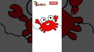 🦀 Easy Crab Drawing & Coloring for Kids 🎨 | #shorts #viral #trending #craddrawing #tiktok #art
