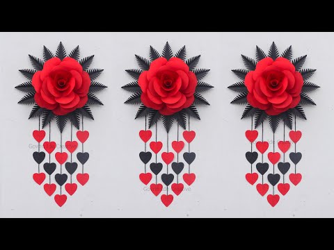 Beautiful Paper Rose Wall Hanging / DIY Paper Flower Wall Decor / Paper craft for home decoration