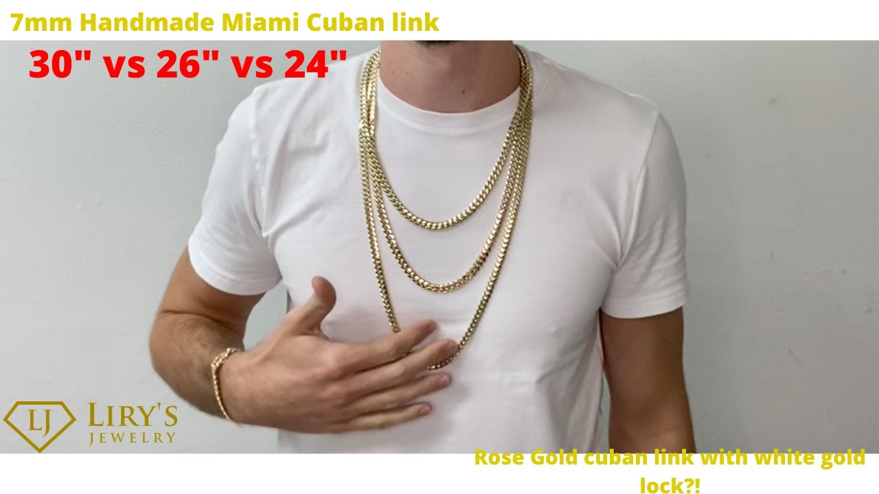 Handmade Miami Cuban Links length comparison -- Lirys Jewelry
