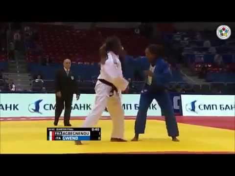 Mondiali Judo 2014   Quarti di finale 63 kg   Clarisse Agbegnenou FRA vs Edwige Gwend ITA www videog
