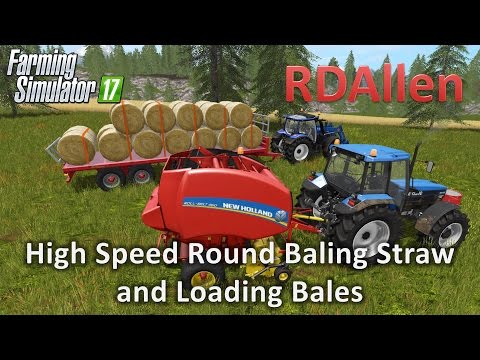 High Speed Round Baling Straw and Loading Bales - FS17 Gold Crest Valley