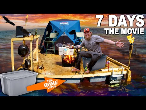 Building a Home Depot Tote Float & Surviving 7 Days - WaterWorld Survival Challenge The Movie