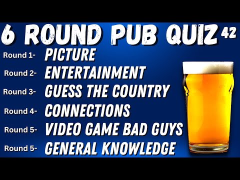 Virtual Pub Quiz 6 Rounds: Picture, Entertainment, Geography, Video Game and General Knowledge No.42