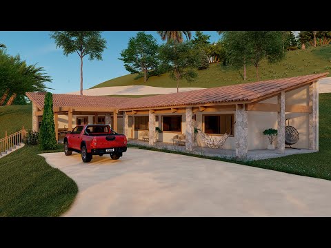 PROJETO DE CASA DE CAMPO COMPLETO COM 3 QUARTOS | ENTRE EM CONTATO NA DESCRIÇÃO DO VÍDEO - YT3015