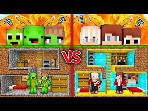 FANTA TSUNAMI vs Mikey & JJ POOR and RICH Family Bunker in Minecraft - Maizen