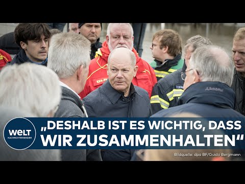 SCHOLZ BESUCHT FLUTGEBIET: "Natur fordert uns heraus"– Kanzler beschwört Zusammenhalt in Deutschland