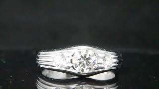 Natural 3 Stone Round Cut Bezel Set Diamond Men's Wedding Band - GIA Certified