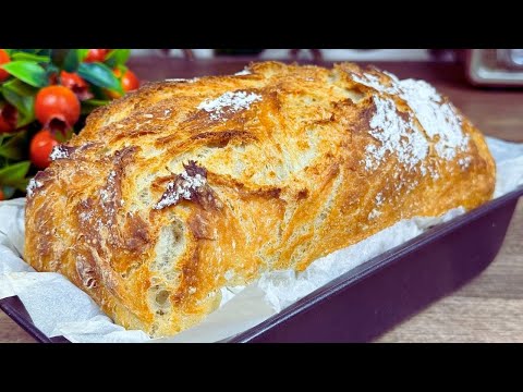 4 Ingredients! No kneading! The easiest bread recipe I've ever seen!