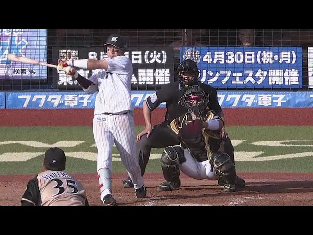 【6回裏】積極的に振った!! マリーンズ・藤岡裕の3ベースで逆転!! 2018/4/29 M-F