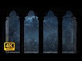 4K Harry Potter Winter Window View Hogwarts Snow Ambience Wind Sounds For Study And Sleep