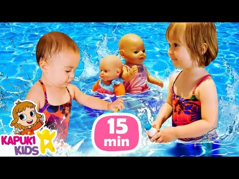 Baby Annabell & baby born doll at the swimming pool - Kids play toys & baby dolls videos for kids