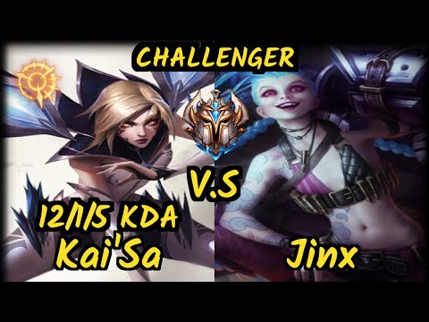 FOX Apollo (KAI'SA) vs JINX - 12/1/5 KDA BOTTOM ADC CHALLENGER GAMEPLAY - NA