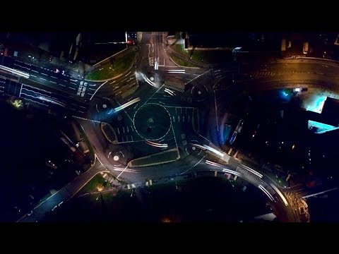 The Magic Roundabout Timelapse at Night with Light Trails (Drone Footage)