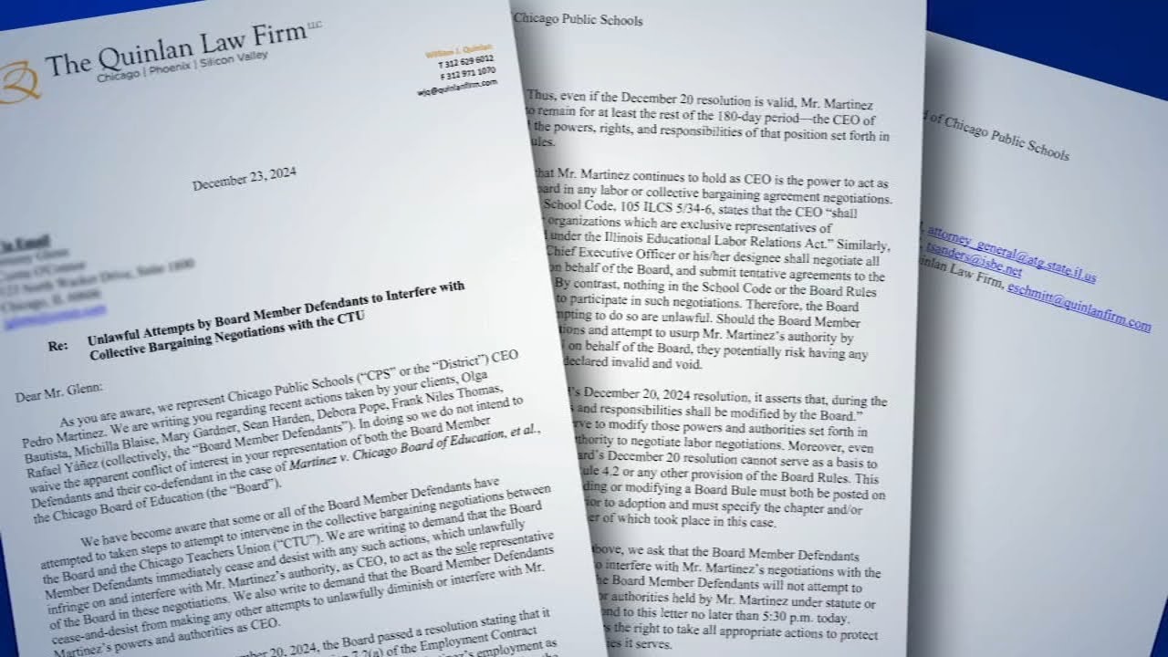 Lawyers for CPS CEO Pedro Martinez demand that board members stop negotiating new CTU contract